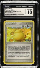 CGC 10 GEM MINT Sitrus Berry 91/115 Reverse Holo Pokemon EX Unseen Forces Pop 9 on eBay