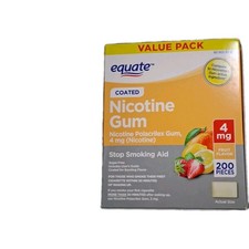 Equate Coated Nicotine Polacrilex Gum 4 Mg Fruit Flavor 200 Piec 01/2027,smoking