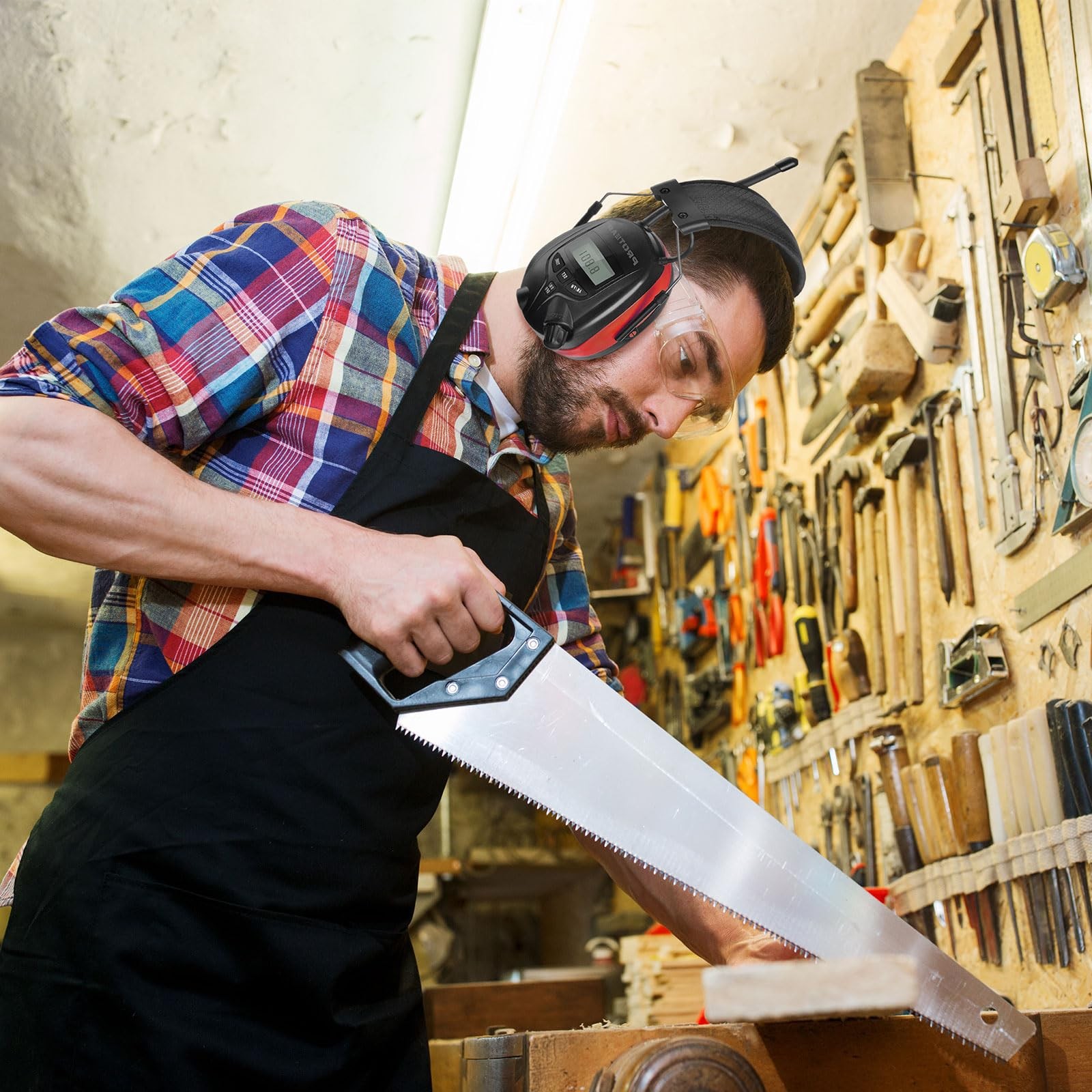 AM/FM Radio Headphones 25dB NRR,Noise Reduction Safety Earmuffs,Digital Displ...