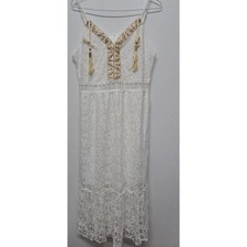 White Summer Dress Women Backless Sexy Off Shoulder Tea Party Cocktail Size L