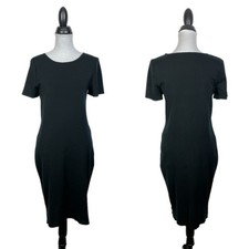 Ming Wang Small Black Knit Short Sleeve Classic Little Black Dress Relaxed Fit 