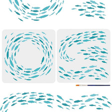 School of Fish Stencil Reusable Ocean Theme Painting Template