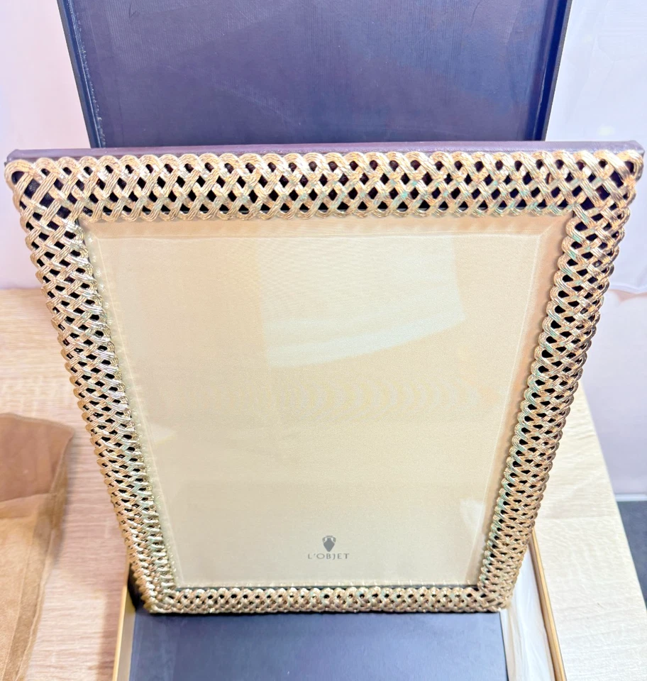 Marco trenzado L’OBJET – Dorado (F3600L) – Marco de fotos 8x10 – Nuevo en caja Foto 2 de 4