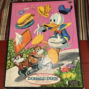 Whitman Frame Tray Puzzle Donald Duck Chip Dale Vintage 11.5"x14.5" Cardboard