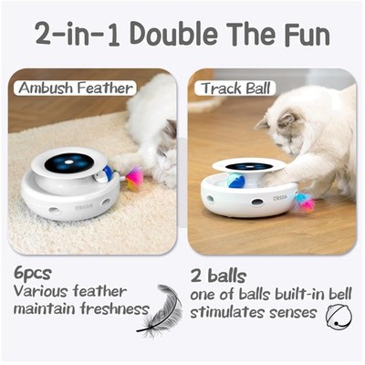 Ambush Electronic Cat Toy with Feathers & Balls
