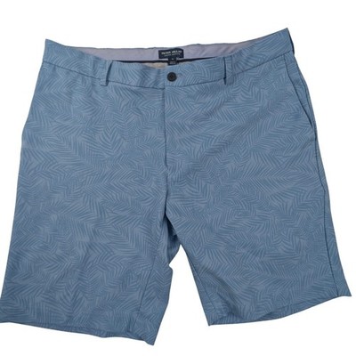 Peter Millar Crown Crafted Mens 35 Blue Palm Leaf Performance Golf Shorts