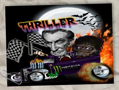 Vincent Price And Michael Jackson On A Hot Rod Thriller Ride Metal Poster 6x8 ''