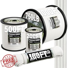 HOKINETY Paracord 750 4mm 100ft White Survival Rope