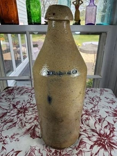 A+ Antique Primitive Salt Glazed Stoneware "HEARD & CO." Bottle Bar Crock
