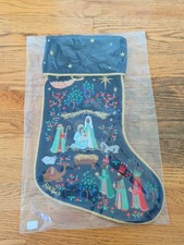 NEW RIFLE PAPER CO VELVET NATIVITY SCENE  CHRISTMAS STOCKING NIP M74