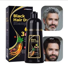2pcs Meidu BLACK Hair Dye Shampoo 3-in-1 Perm...
