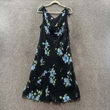 Studio 1940 Midi Dress Size 16W Black Dark Floral Cowl Neck Whimsigoth Fairy 90s