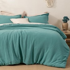 Cotton Muslin Comforter Set Twin Size, Soft Lightweight Breathable Cozy Skin-...