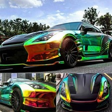 ASENDIWAY Holographic Rainbow Chrome Car Vinyl Wrap Green 2.5ft x 4.5ft