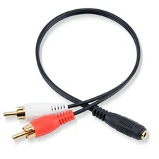EZYUMM 3.5mm Female to 2 RCA Splitter Male Stereo Audio Y Cable (1ft), 1 foot 