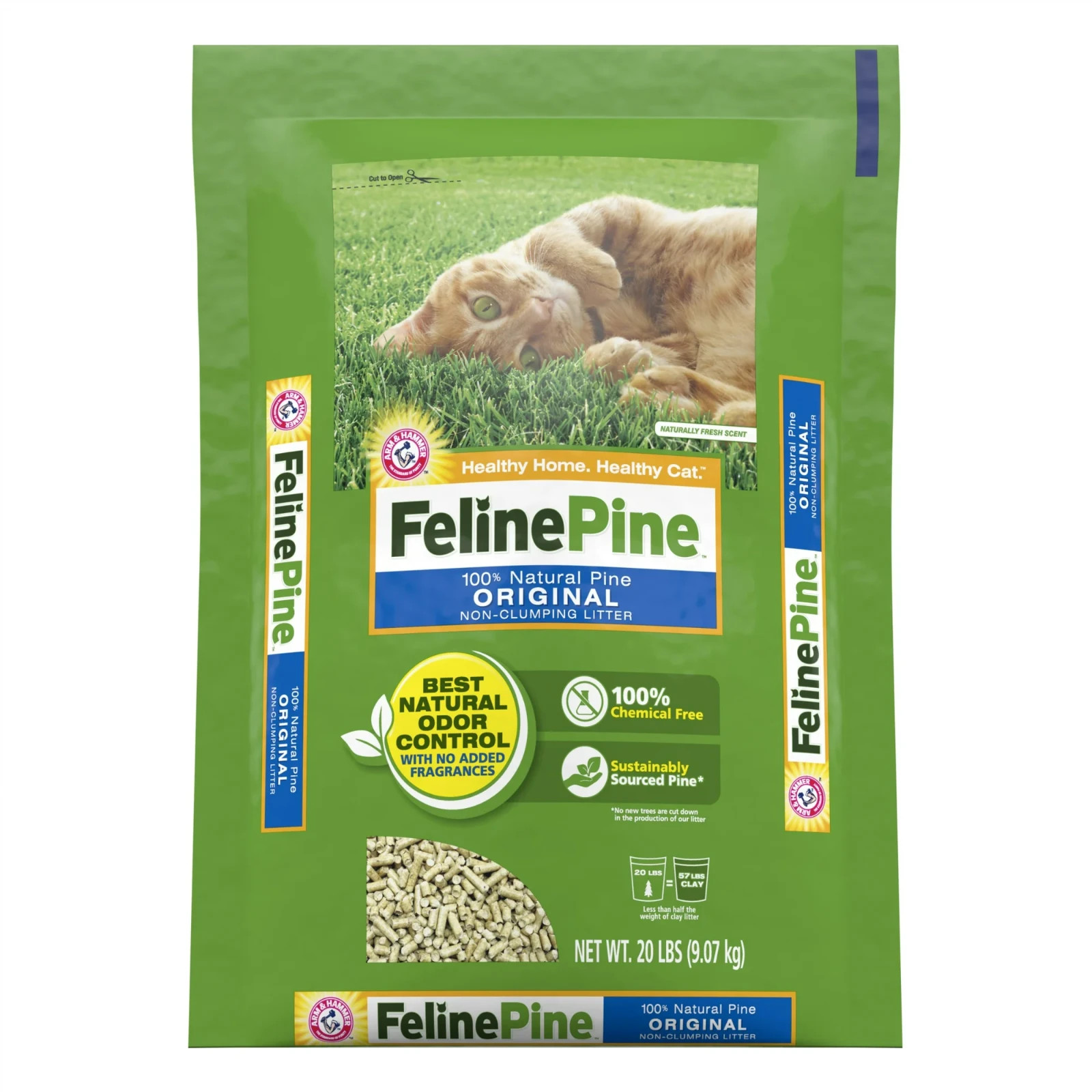 (4 Pack) 100% Natural Original Feline Pine Cat Litter, 20 lb
