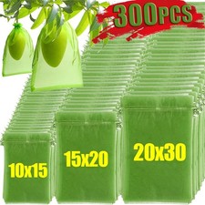 30x Fruit Protection Bags Green Mesh Netting Drawstring Garden Fruit Tree Covers