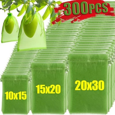 30x Fruit Protection Bags Green Mesh Netting Drawstring Garden Fruit Tree Covers