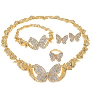 Authentic 4 Piece Set, Necklace, Bracelet, Ring, Earrings - Gold Plated 14K