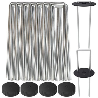 200 Pack 6'' Landscape Staples with Washer Caps - Metal Garden Stakes for Weed Ba