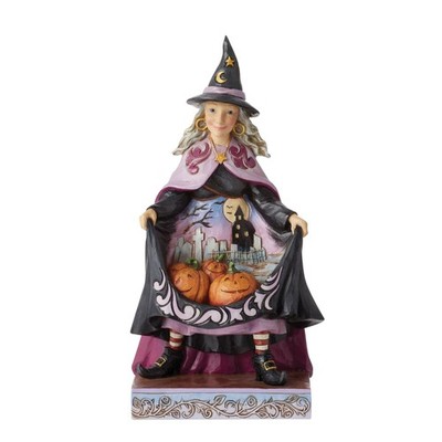 Enesco Jim Shore Heartwood Creek Halloween Witch with Pumpkins in Skirt Figur...