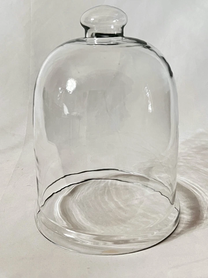 Vintage Clear Glass Cloche Bell Jar Apothecary Specimen Dome Top Knob Handle - Image 2 of 4