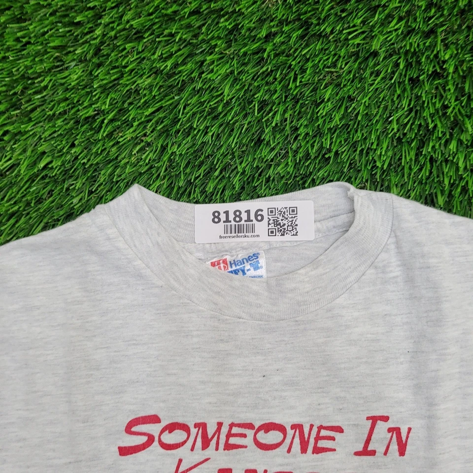 Camisa Corazón Oso Vintage Años 90 Mujer Grande 21x26 Gris Kansas Foto 3 de 4