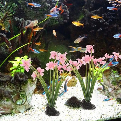  2 Pcs Realistisches Aquarium Wasserpflanzenbecken Künstliches Aquarienpflanzen