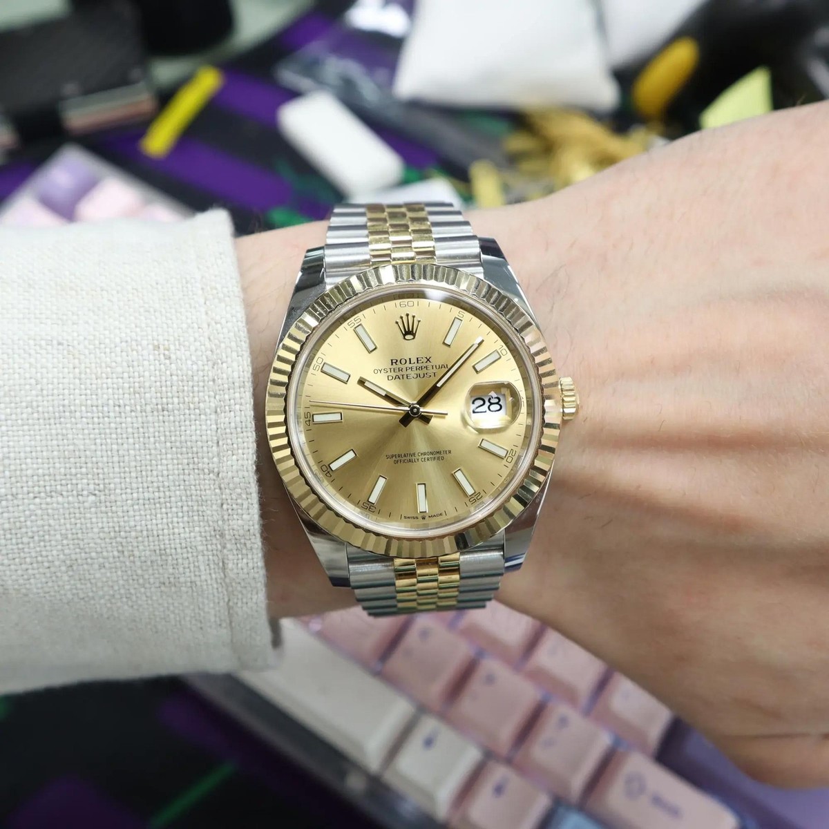 2025 New Rolex 126333 Datejust 41 Yellow Gold Steel Champagne