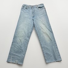 Levi's Ribcage Straight Ankle Jeans Womens Size 30x27 Blue Denim Button Fly