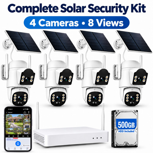 CAMCAMP Solar IP Security Camera Wireless Outdoor Dual Lens CCTV System ...
