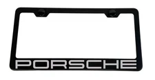 Macan Panamera 911 Targa Stainless Steel Matte Black License Plate Frame W/ Caps