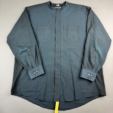 CM Almy Mens Size 17 1/2 33-34 L/S Shirt Black Clergy Priest Church Pockets