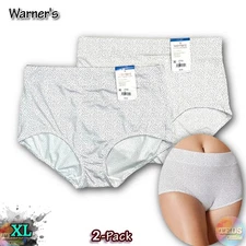 NWT 2-Pack Warner's Women's XL No Pinching No Problems Brief 5738 White Dots