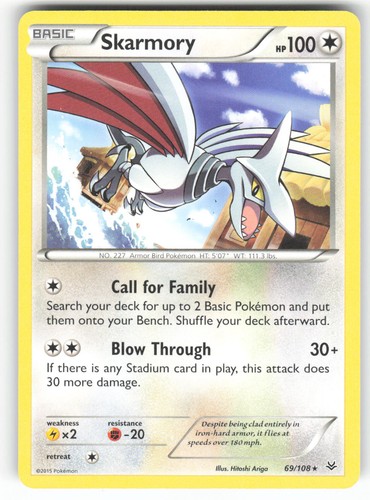 Skarmory 69/108 Rare Roaring Skies Pokemon Near Mint
