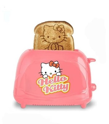 Hello Kitty Pink Kitchen Toaster 2 Slice w/ Toasting Control Image On Bread
