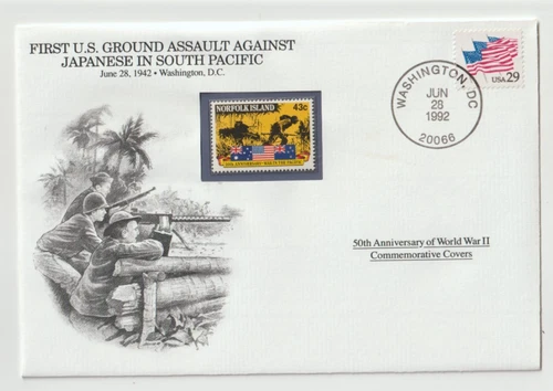 28/6/1992 USA FDC - WWII - First U.S. Ground Assault Against Japanese in South