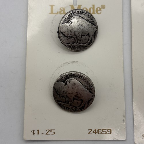 Lamode Buffalo US Coin Unique Buttons New Lot Of 8 (not Real Coins) Italy VTG - Picture 5 of 8