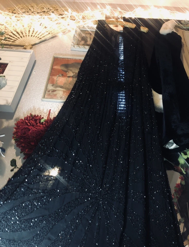 Antique 1920s Beaded Black Dress  - Image 2 of 4