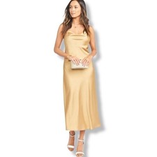 Show Me Your Mumu Verona Cowl Slip y2k Maxi Dress size x-small gold