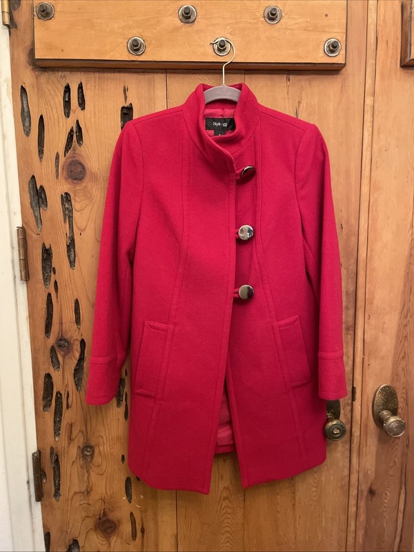 Style &Co  Vibrant Red Wool Medium Length Women’s Coat Size M.