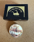 Limited Edition P. Buckley Moss Society Golden Winter Ceramic Round Art Brooch — photo 1