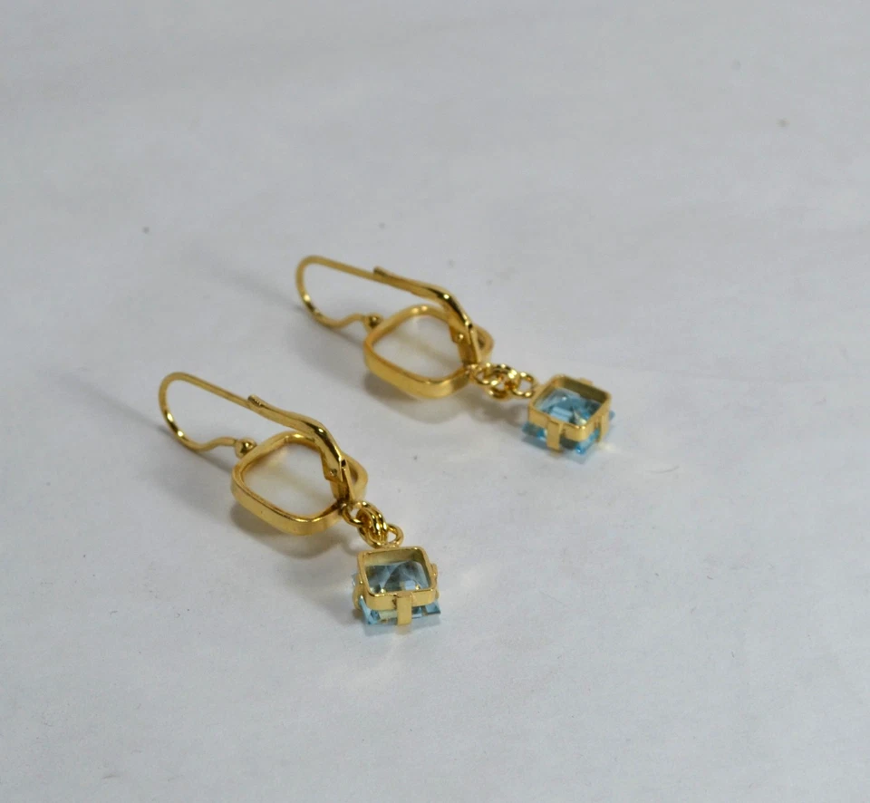 ORECCHINI ARGENTO 925 MADREPERLA E TOPAZIO AZZURRO QUADRATO  AGHT 0981 - Immagine 2 di 4