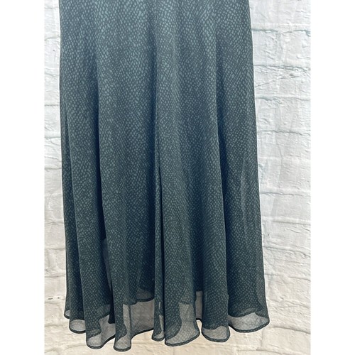 Eileen Fisher Silk Midi Shift Dress Size XS Graphite Grey & Green Chiffon Halter - Picture 9 of 15