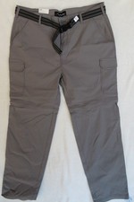 Denali Mens Zip-Off Travel Pant Cement Gray 38x32 Convertible Cargo Hiking