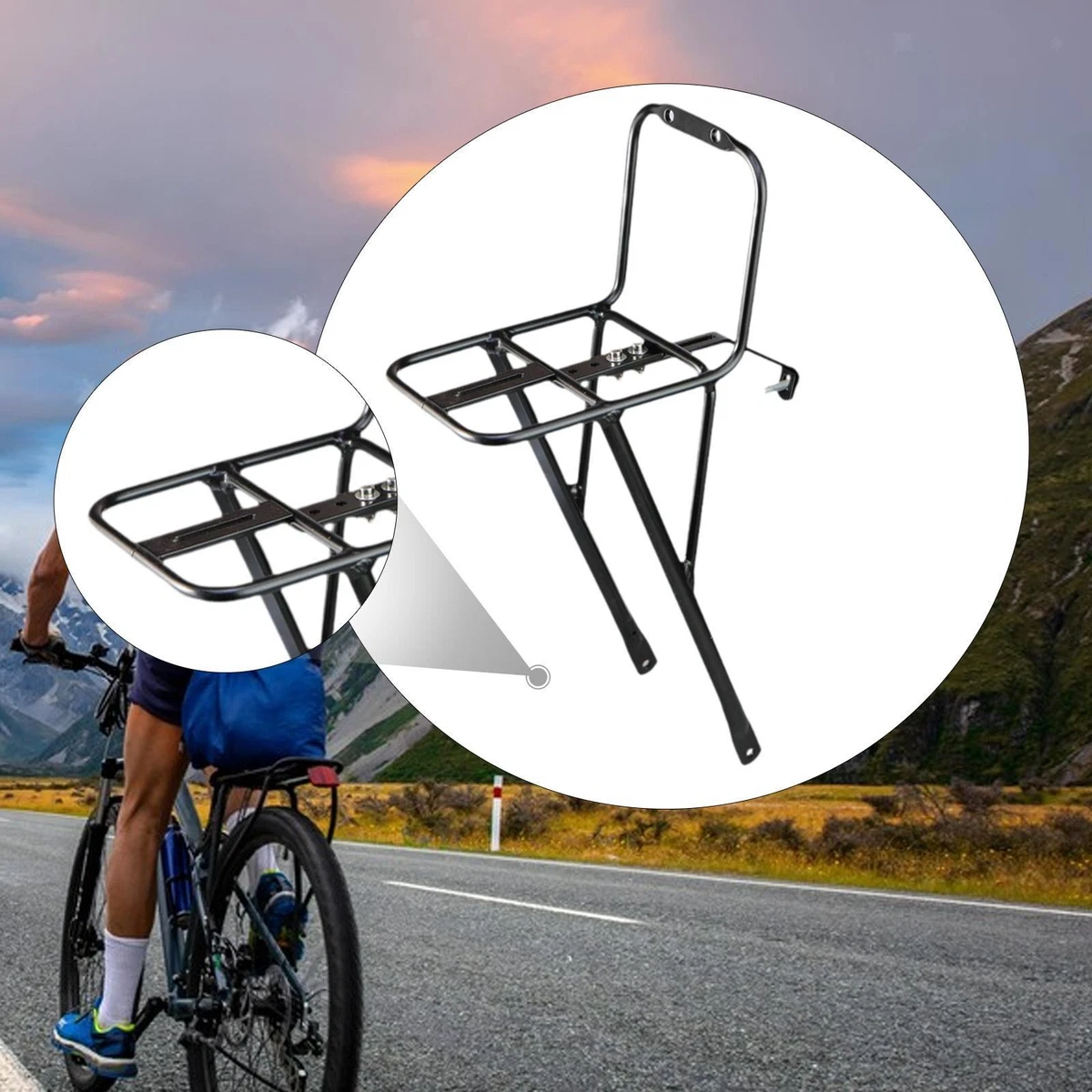Folding Bike Front Pannier Rack Aluminum Carrier Shelf for Mountain and Folding
