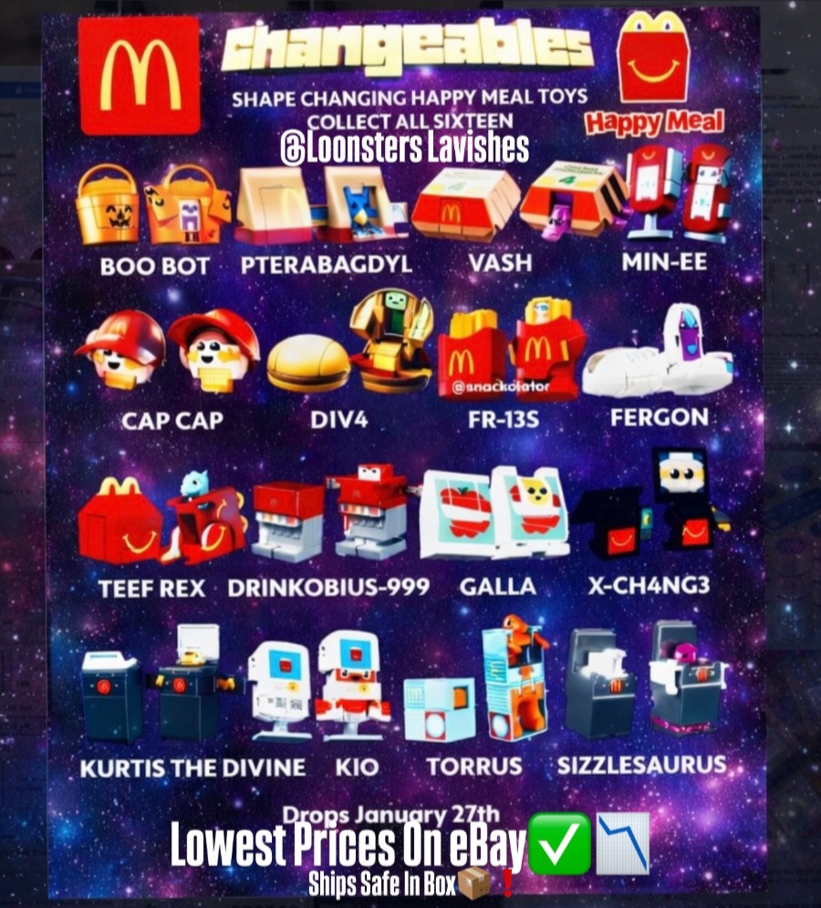 2026 McDonald's Happy Meal Toys Changeables Set Of 16 Or Singles