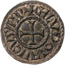 Carolingian. Louis the Pious (814-840), AR Denier, Toulouse Mint.