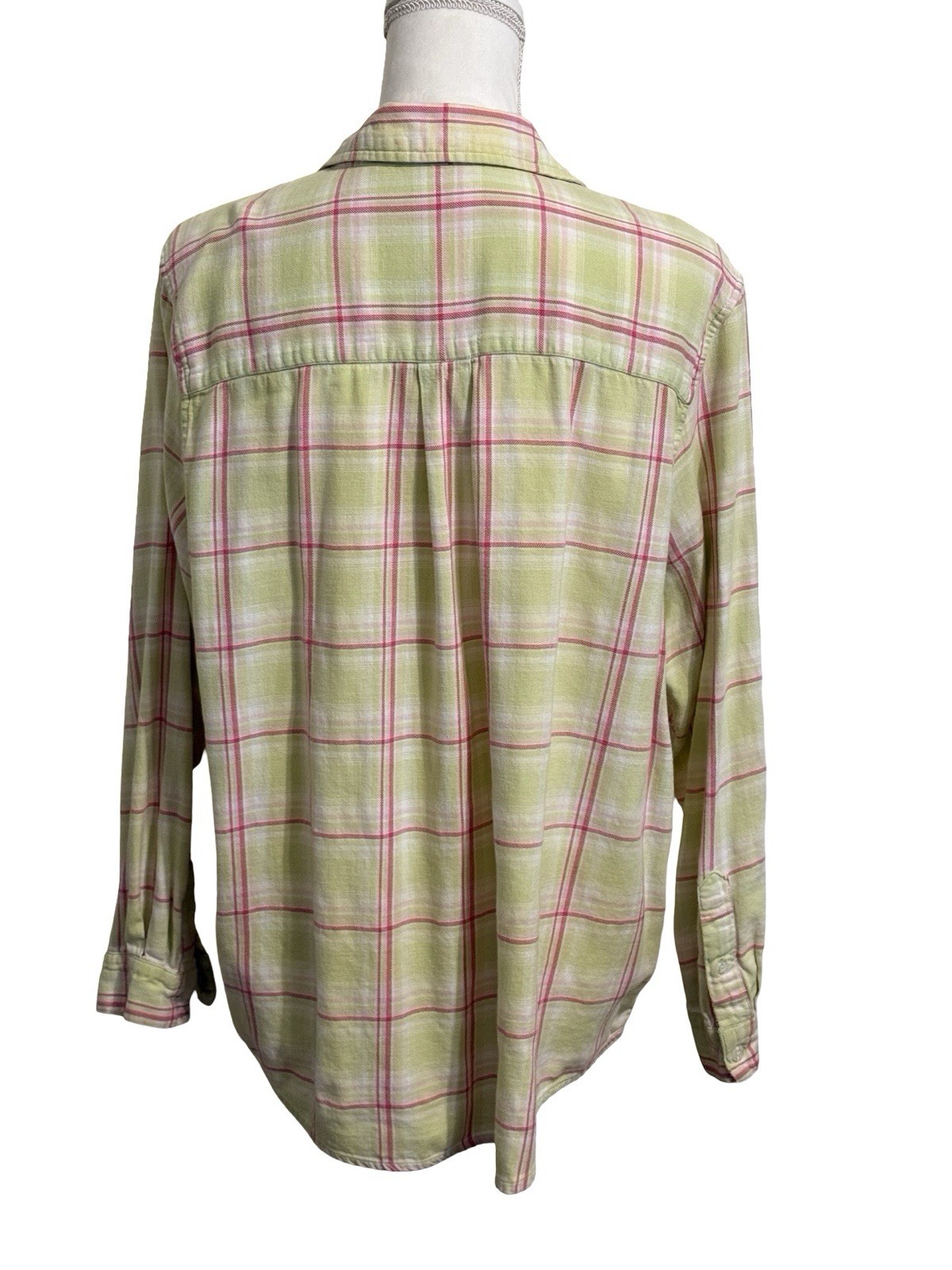 NOTATIONS Yellow Windowpane Plaid Button Up Blous… - image 5