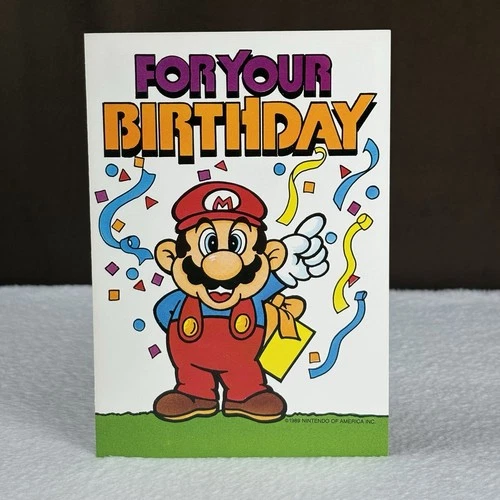 NEW! Vtg 1989 Super Mario Bros. Birthday Greeting Card Nintendo Video Game 80s!
